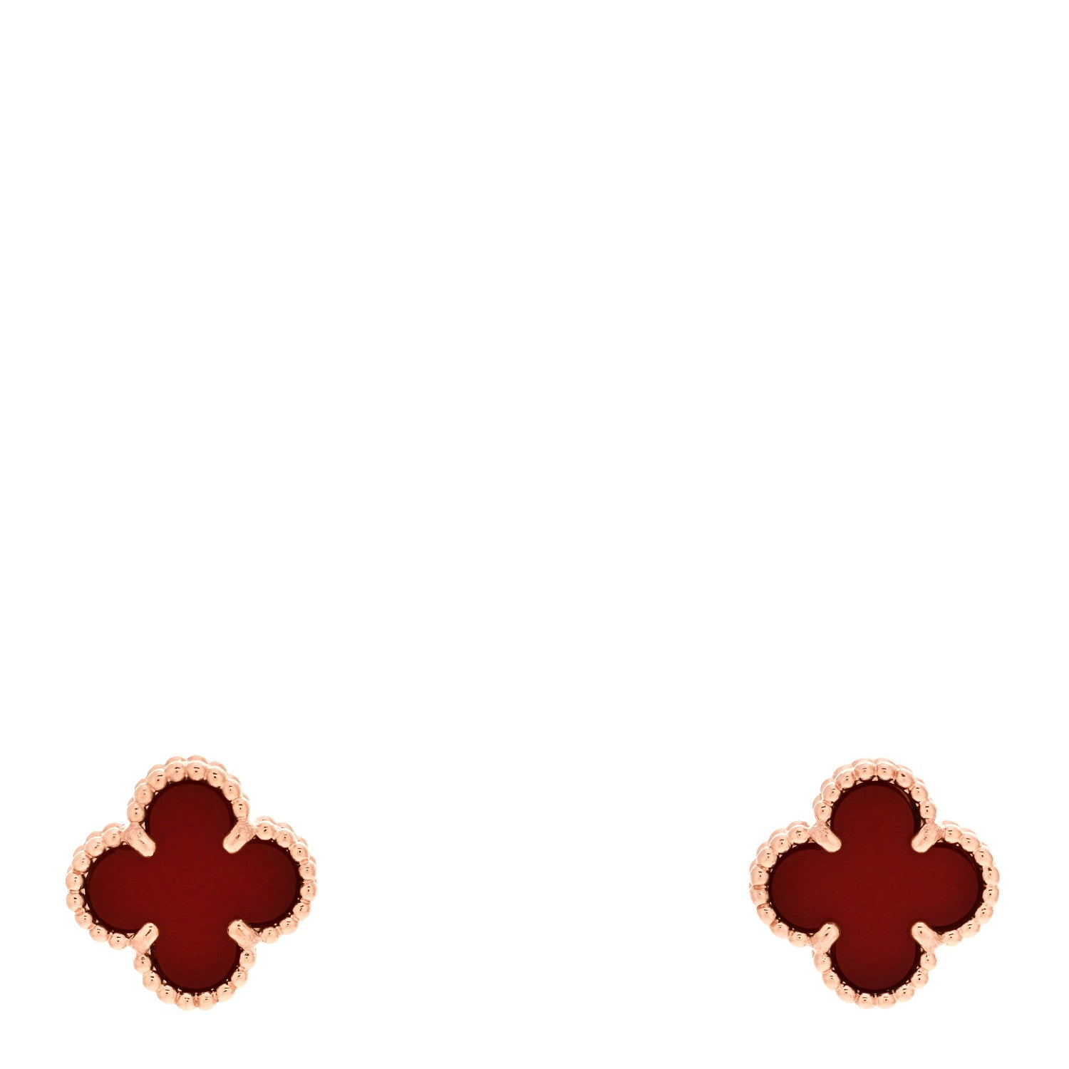 Van Cleef & Arpels 18K Rose Gold Carnelian Sweet Alhambra Earrings 1 of 6
