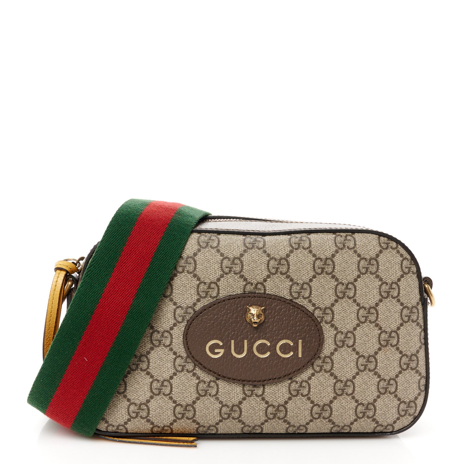 Gucci GG Supreme Monogram Web Neo Vintage Shoulder Bag Beige New Acero Crop 1 of 12