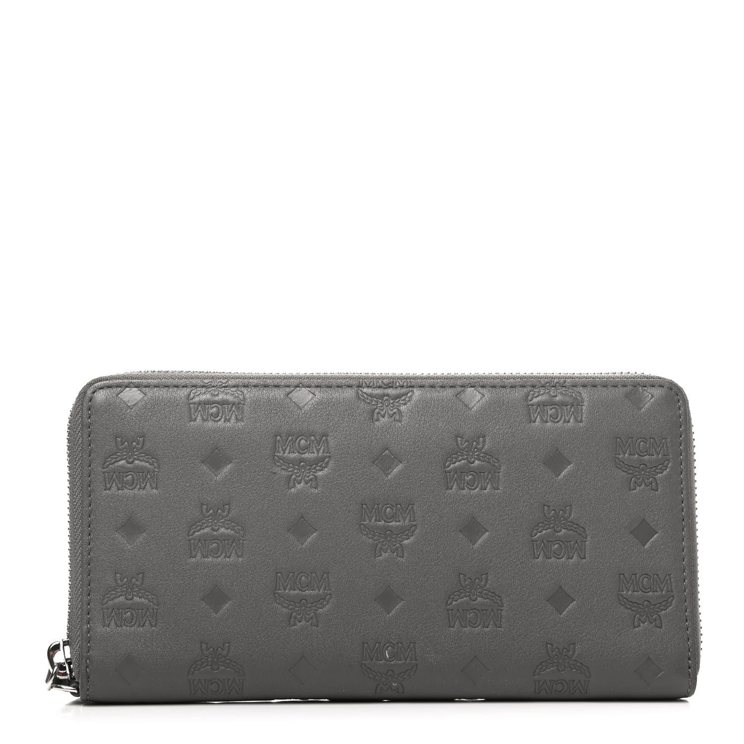 MCM Calfskin Ottomar Monogram Klara Zip Wallet Grey 1 of 7