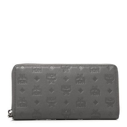 MCM Calfskin Ottomar Monogram Klara Zip Wallet Grey 1 of 7