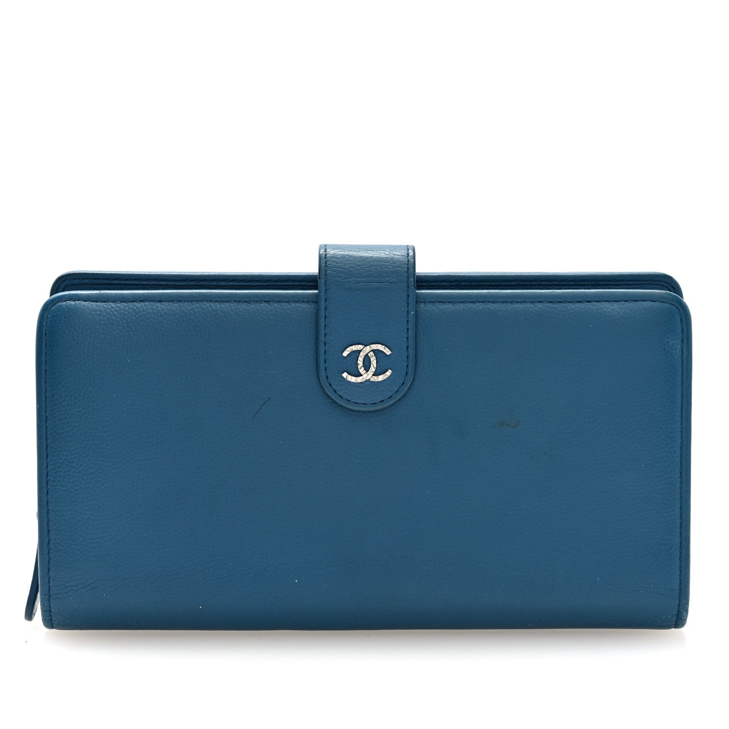 Chanel Caviar Sevruga CC Long Flap French Wallet Blue 1 of 7