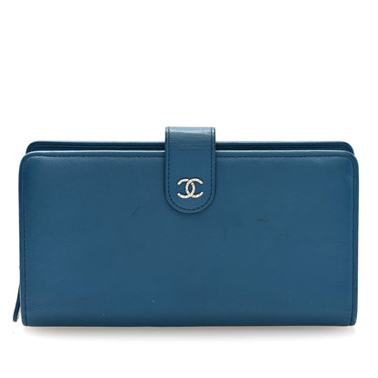 Chanel Caviar Sevruga CC Long Flap French Wallet Blue 1 of 7