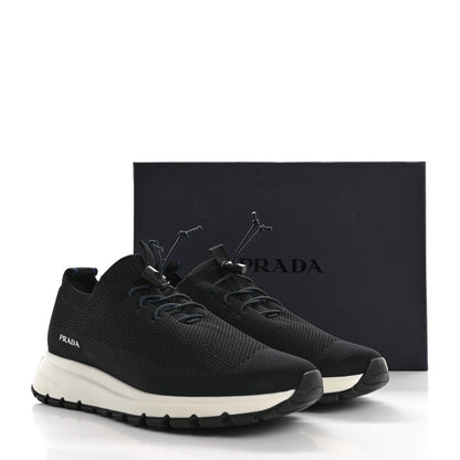 Prada Rubber Knit Fabric Mens Calzature Uomo Sneakers 8 Black Bluette 10 of 10