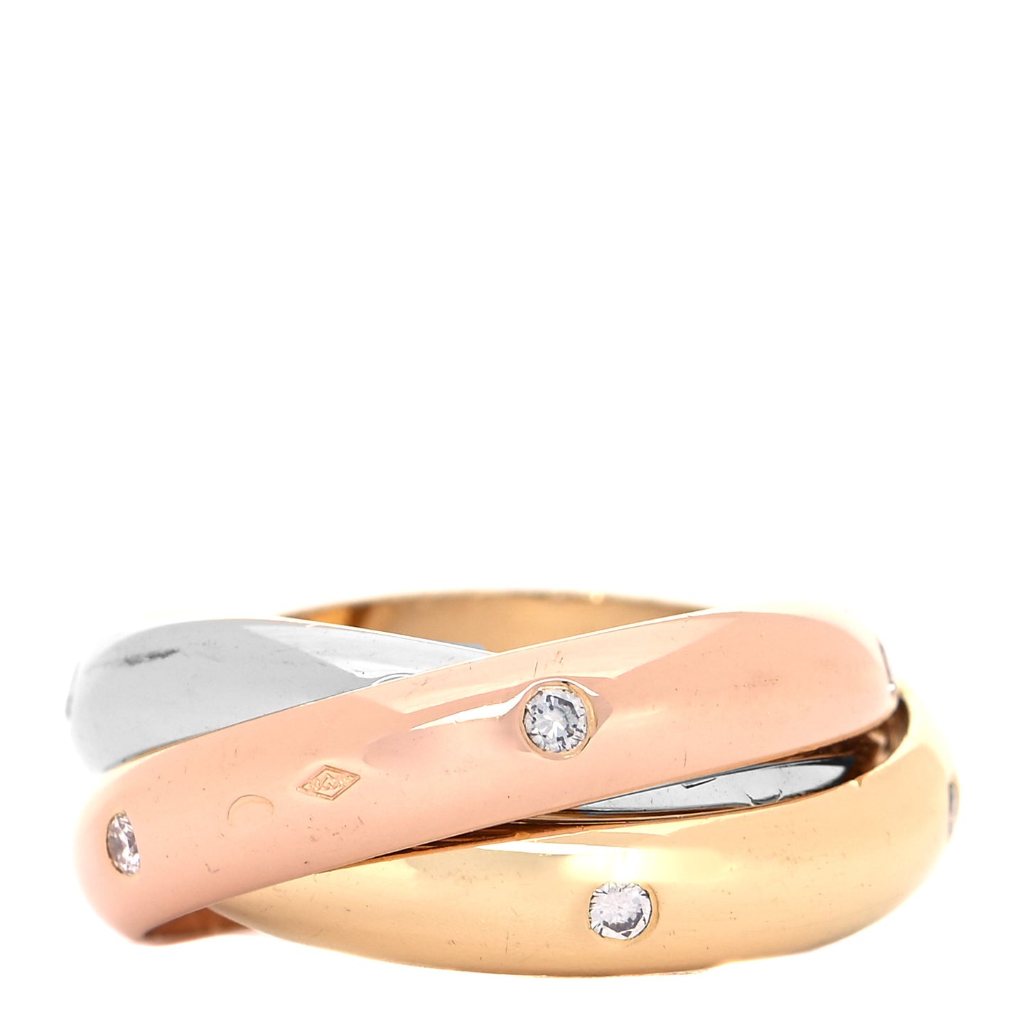 18K Pink Yellow White Gold Diamond Trinity Ring 49 4.75