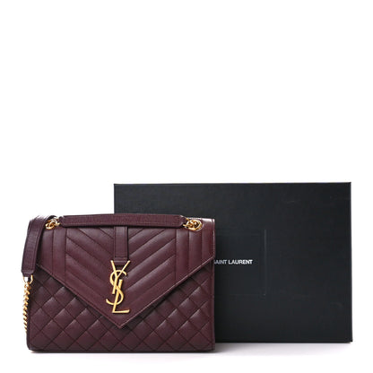 Saint Laurent Grain De Poudre Textured Mixed Matelasse Medium Triquilt Monogram Satchel Rouge Legion 16 of 16