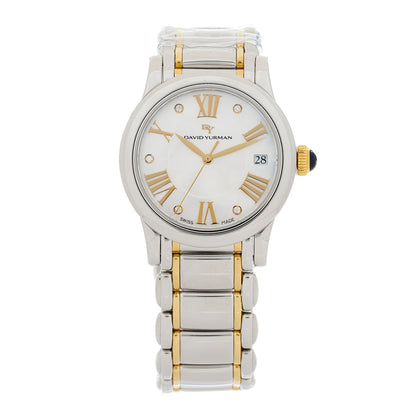 David Yurman Stainless Steel 18K Rose Gold Diamond Mother of Pearl 38mm Classic Quartz Watch 1 of 5