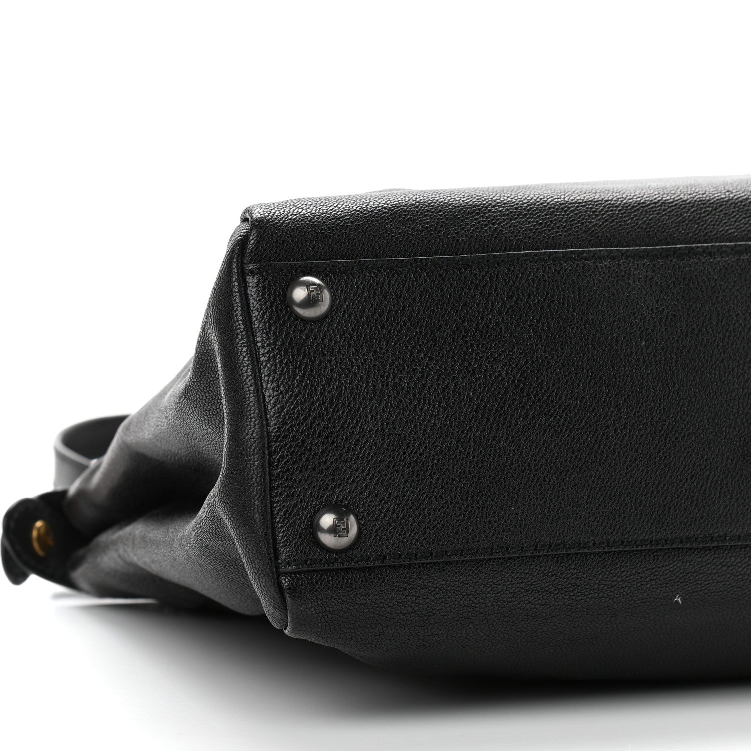 Fendi Goatskin Zucca Medium Peekaboo Iconic Satchel Black Tobacco 9 of 14