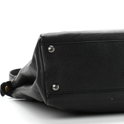 Fendi Goatskin Zucca Medium Peekaboo Iconic Satchel Black Tobacco 9 of 14
