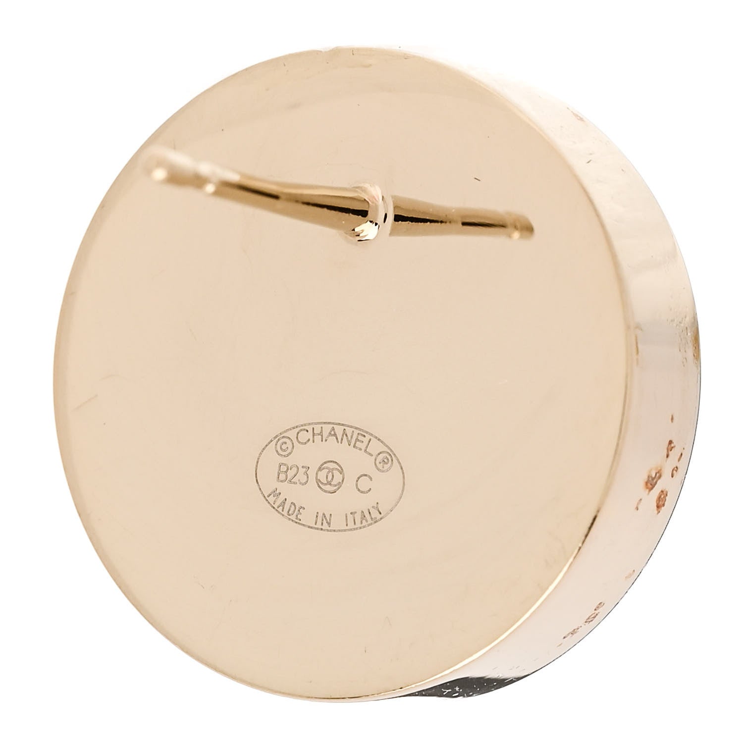 Chanel Metal Enamel CC Round Earrings Gold Black 4 of 5