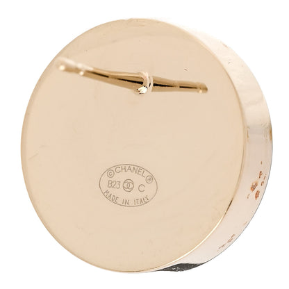 Chanel Metal Enamel CC Round Earrings Gold Black 4 of 5