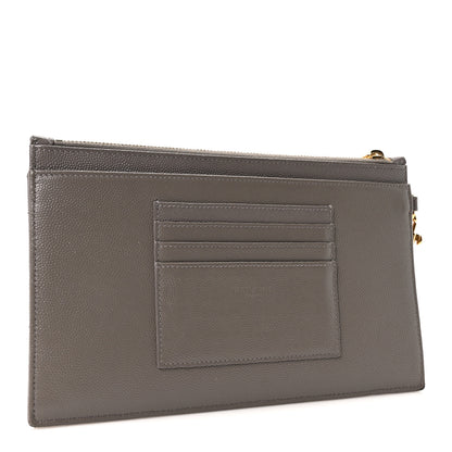 Saint Laurent Grain De Poudre Chevron Monogram Large Bill Pouch Fog 3 of 10