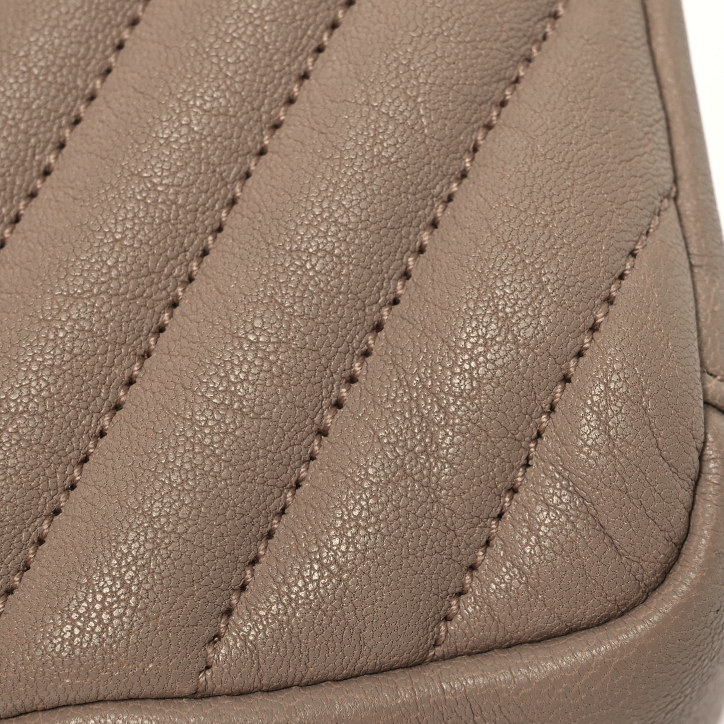 Sheepskin Matelasse Chevron Monogram Medium College Bag Dark Beige