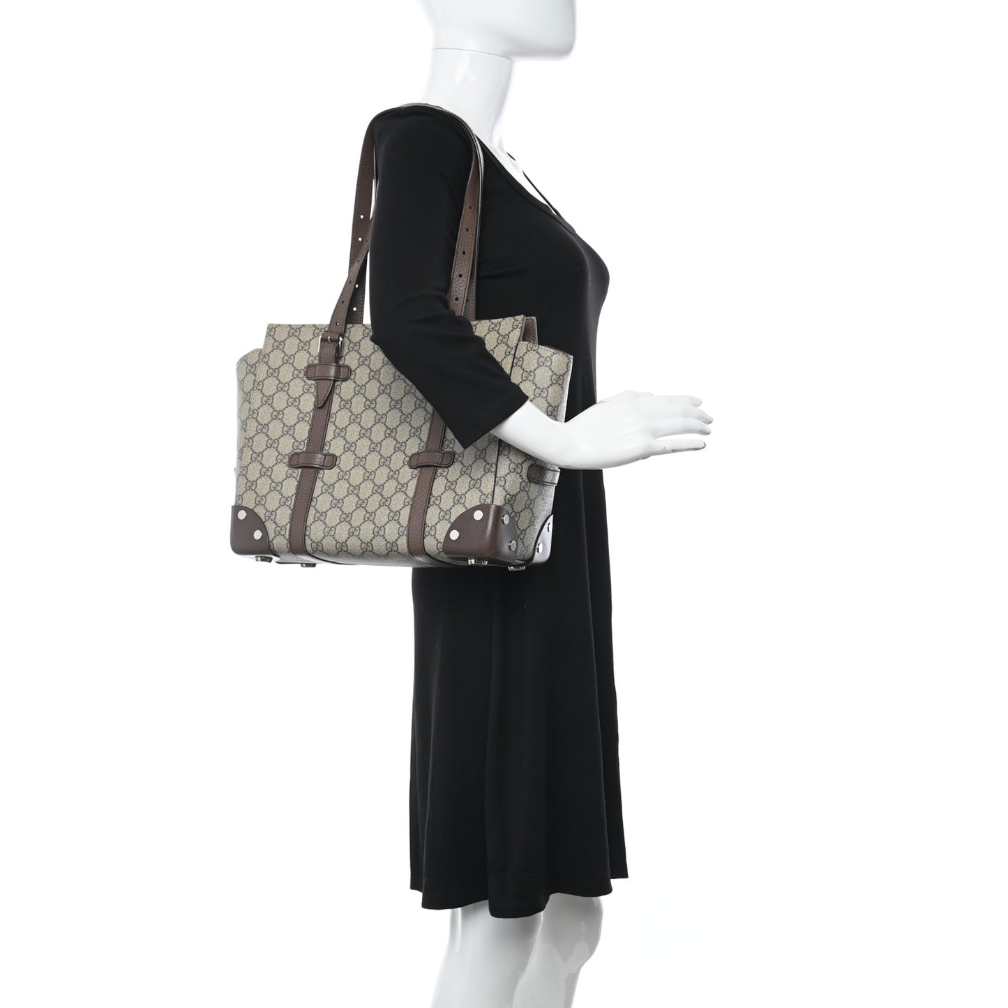 GG Supreme Monogram Small Tote Bag Beige Ebony