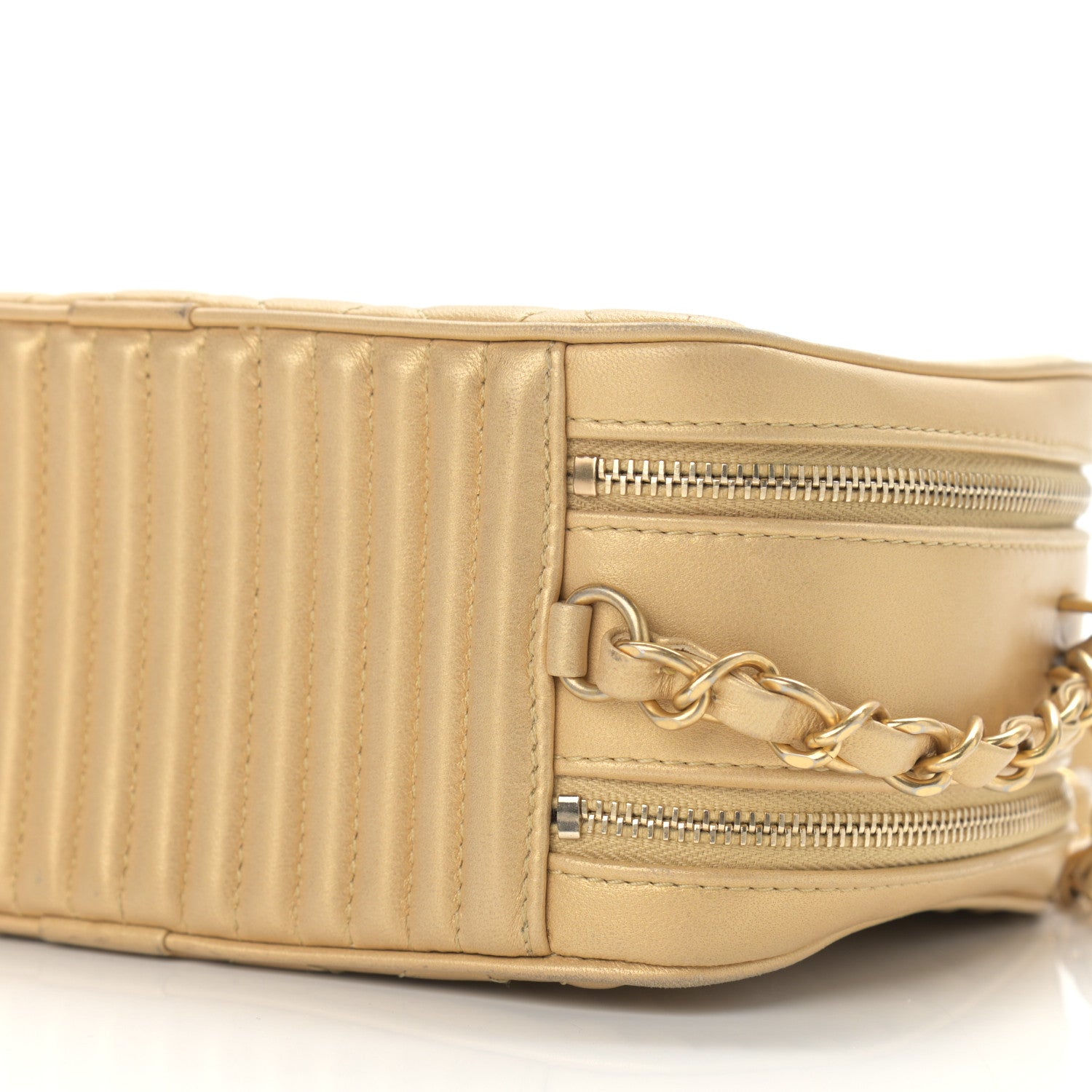 Chanel Metallic Lambskin Quilted Small Coco Boy Camera Case Gold 9 of 12