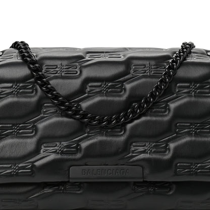 Balenciaga Nappa BB Monogram Embossed Medium Triplet Bag Black 8 of 10