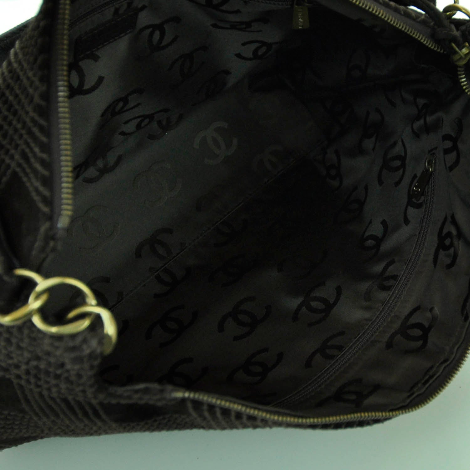 Chanel Suede Stitched Tassel CC Shoulder Bag Brown 9 of 11