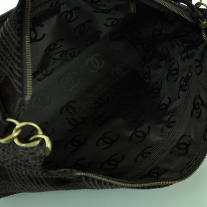 Chanel Suede Stitched Tassel CC Shoulder Bag Brown 9 of 11