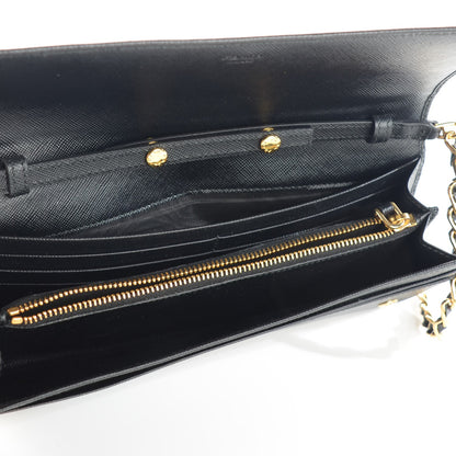 Prada Saffiano Metal Oro Chain Wallet Nero Black 8 of 8