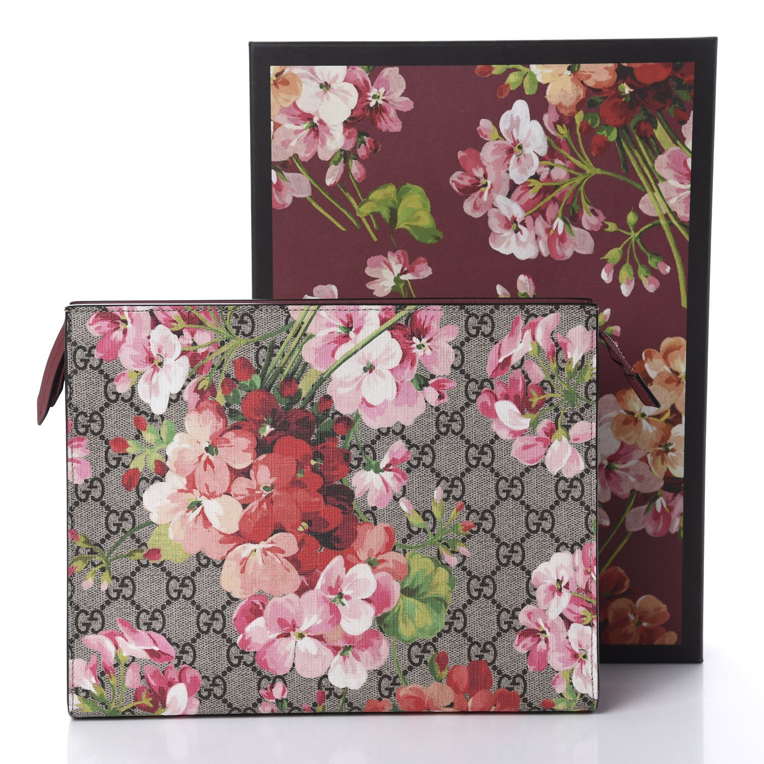 Gucci GG Supreme Monogram Blooms Large Cosmetic Case Beige Multicolor Dry Rose 8 of 8