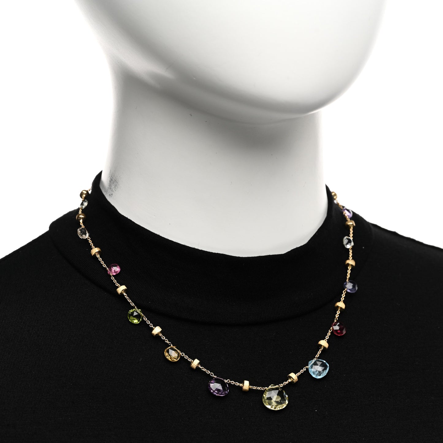 18K Yellow Gold Multi Gemstone Paradise Station Necklace