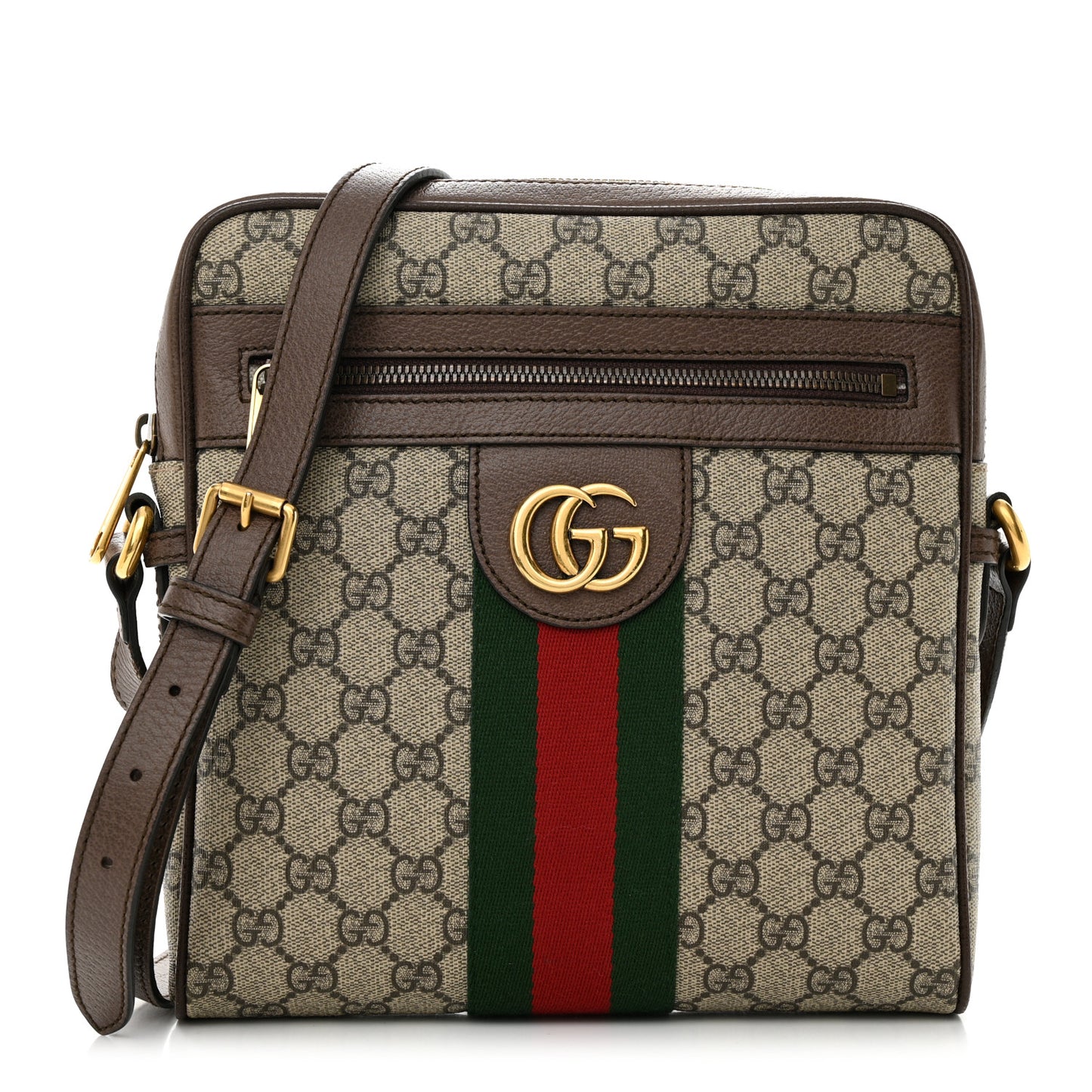 GG Supreme Monogram Web Small Ophidia Messenger Bag Brown