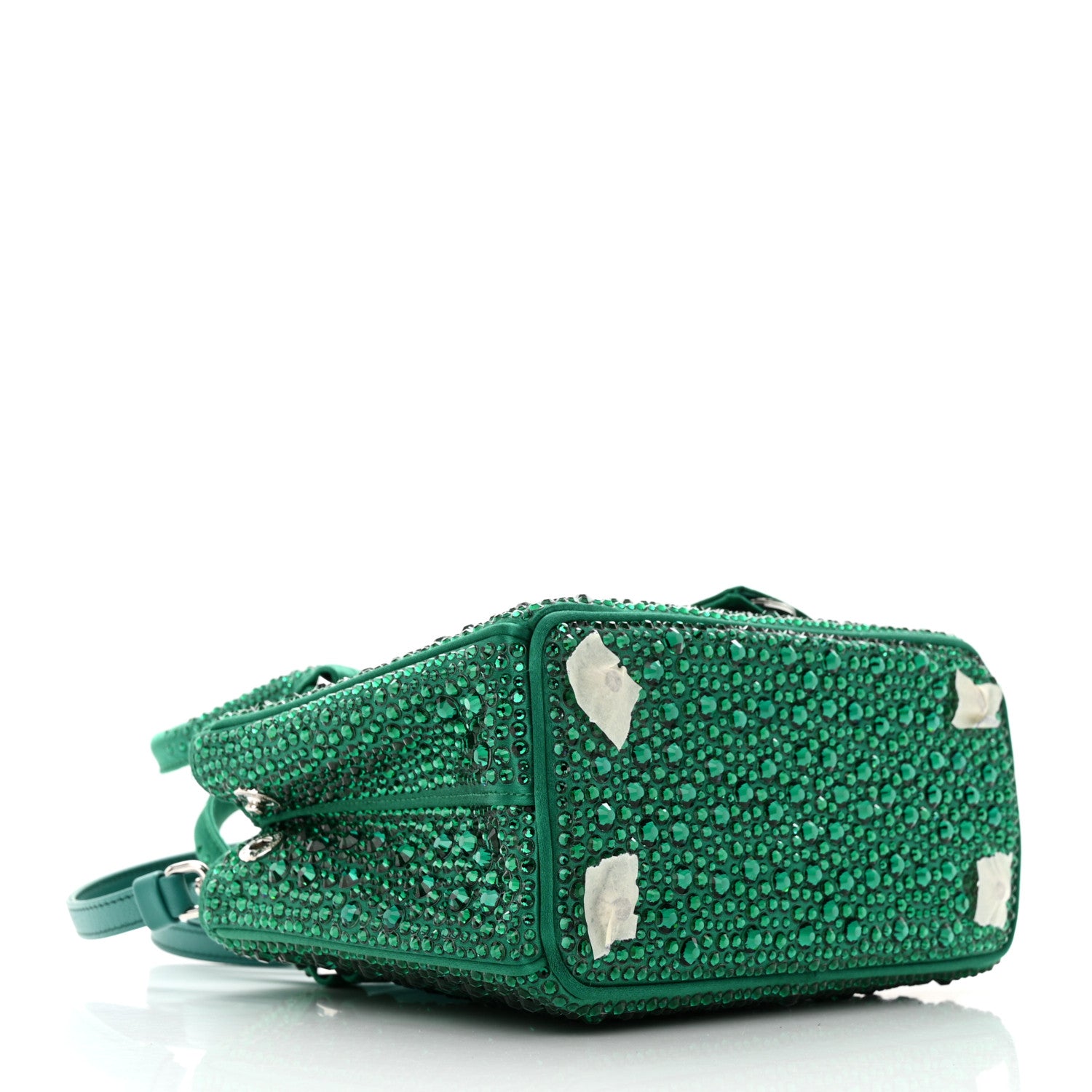 Prada Satin Crystal Mini Galleria Double Zip Tote Mango 4 of 10