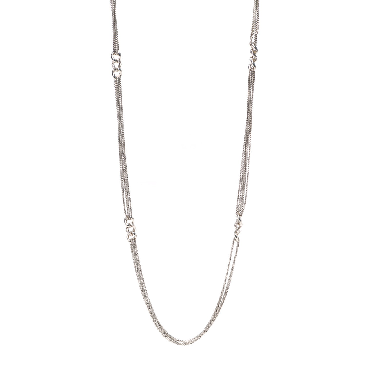 David Yurman Sterling Silver Multi Strand Cable Curb Link Necklace 1 of 5