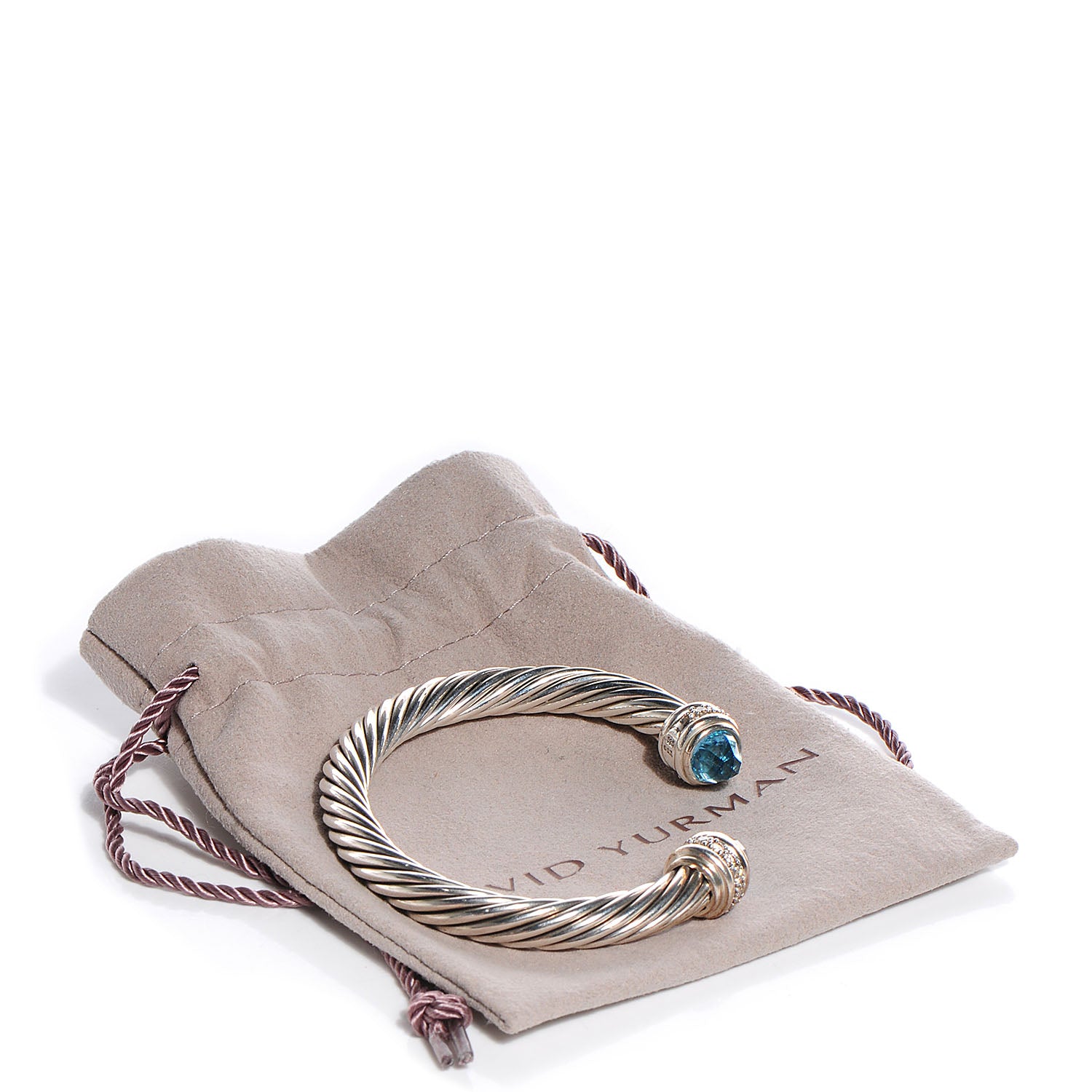David Yurman Sterling Silver Blue Topaz Diamond 7mm Cable Classics Bracelet 5 of 5
