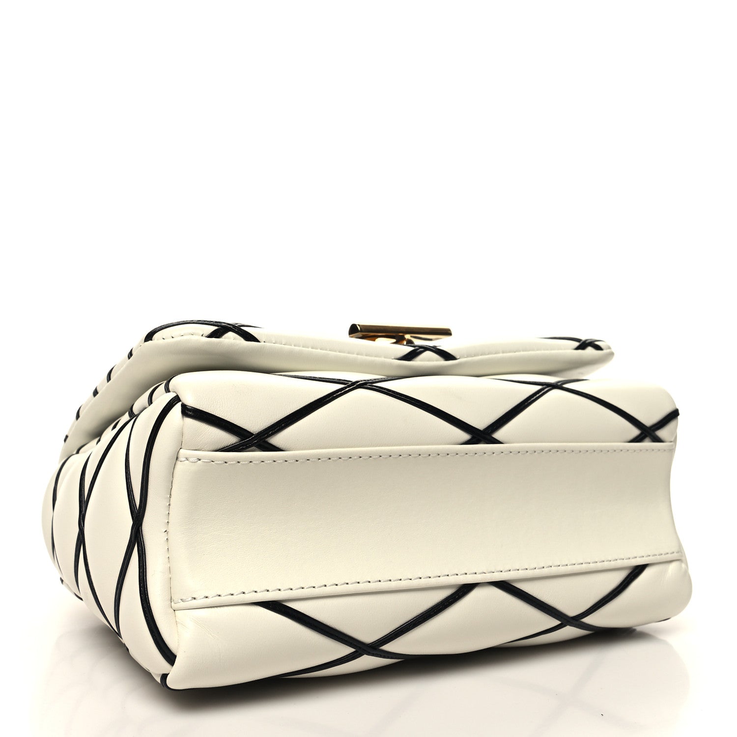 Louis Vuitton Lambskin Malletage Top Handle GO-14 MM White Black 5 of 11