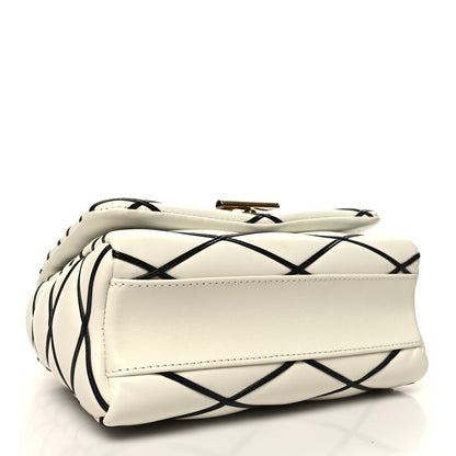 Louis Vuitton Lambskin Malletage Top Handle GO-14 MM White Black 5 of 11