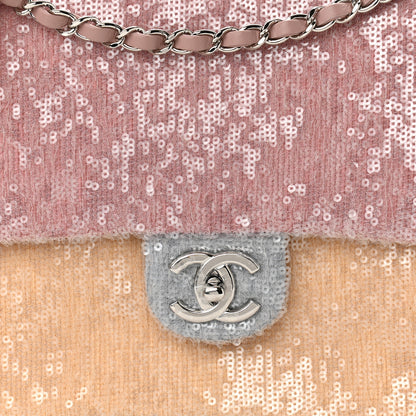 Chanel Sequin Large Waterfall Flap Light Pink Blue Yellow 8 of 10