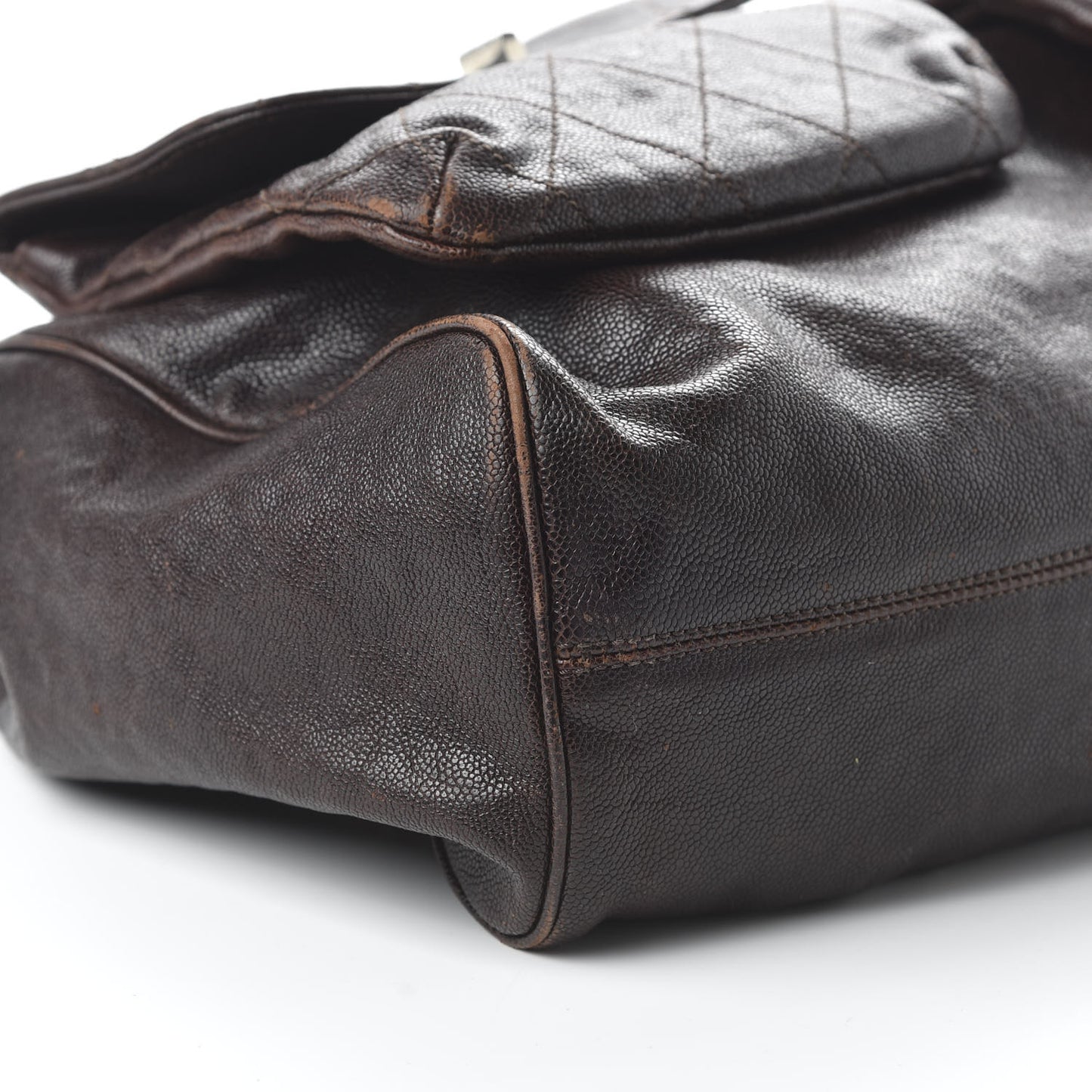 Glazed Caviar Large Pocket In The City Tote Brown