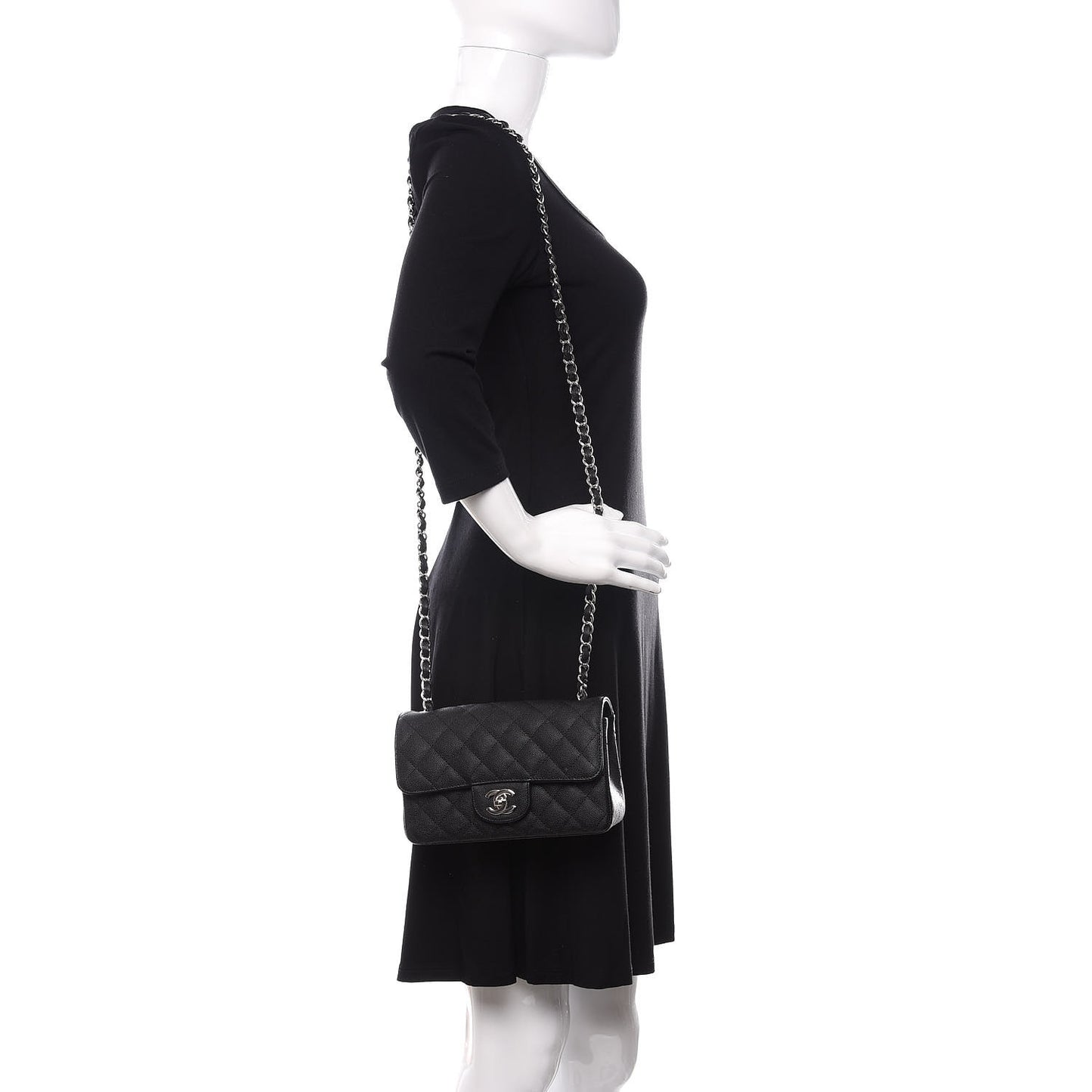 Caviar Quilted Mini Rectangular Flap Black