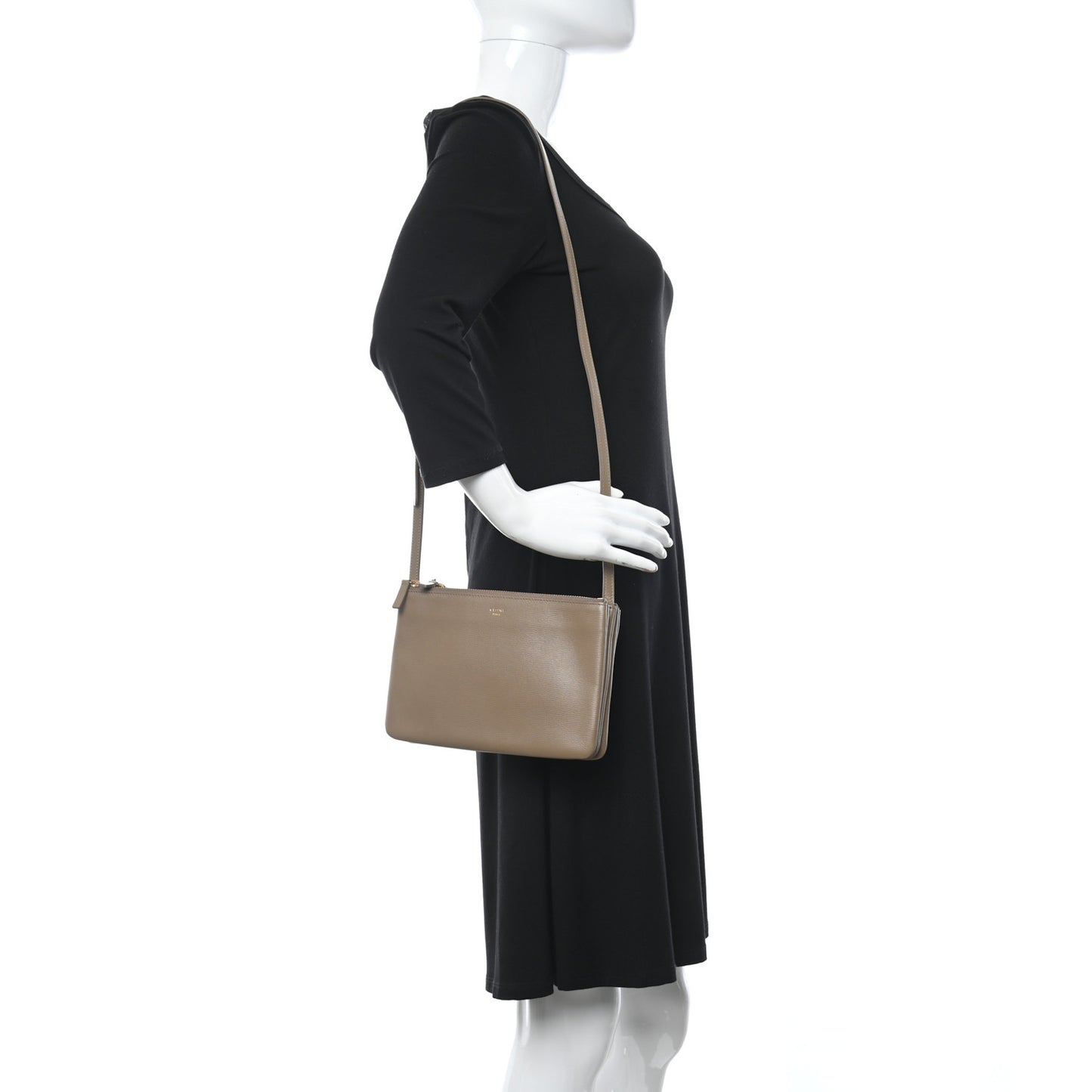 Liege Calfskin Large Trio Crossbody Bag Taupe