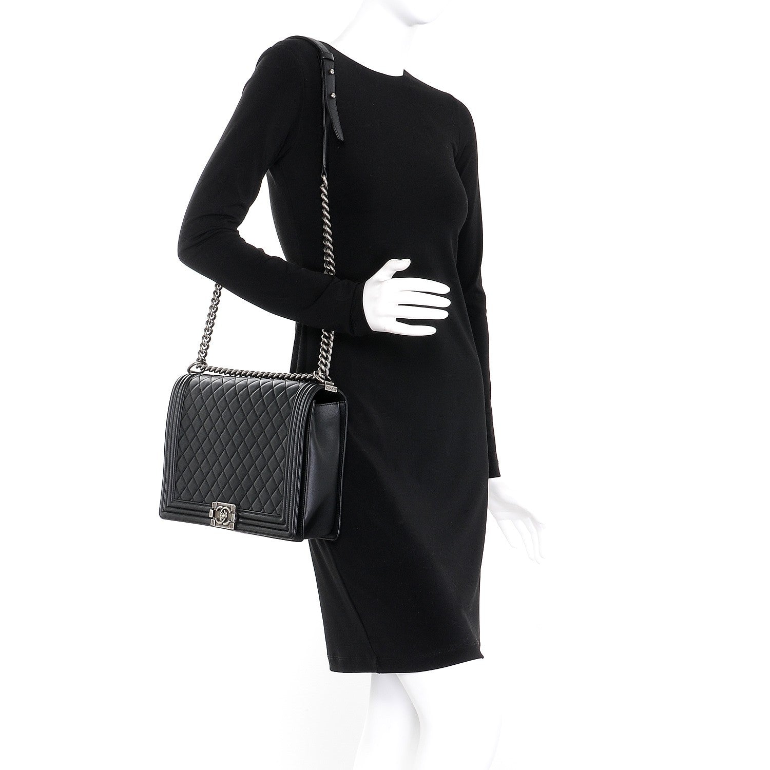 Chanel Lambskin Quilted Large Boy Flap Black 2 of 8