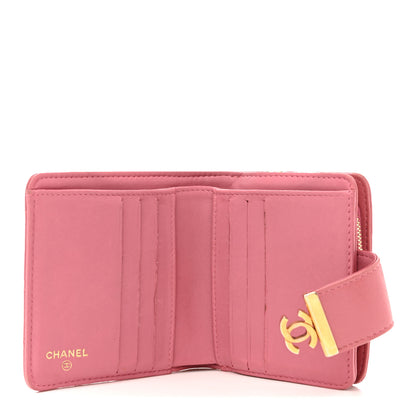 Chanel Calfskin Quilted Zip Around Bifold Wallet Pink 5 of 15