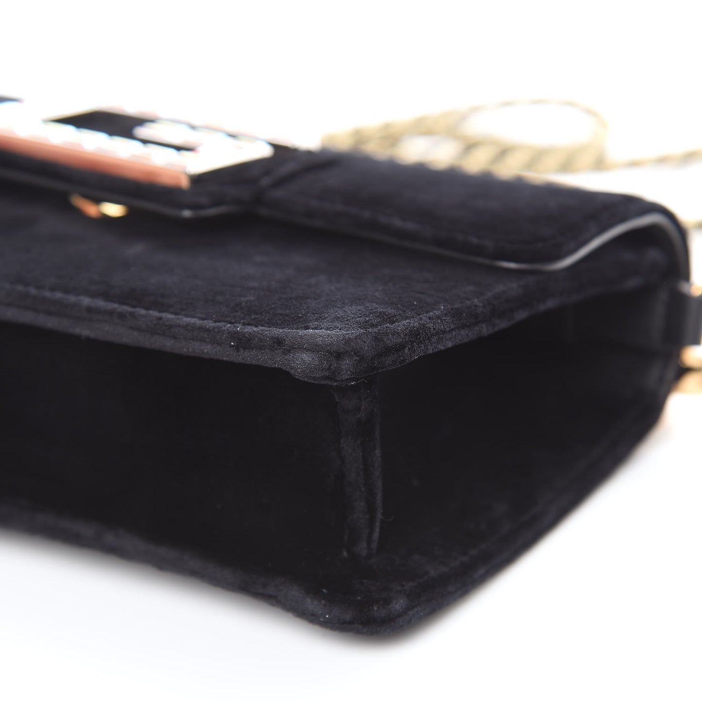 Velvet Crystal Square G Shoulder Bag Black