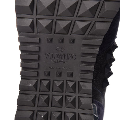 Valentino Garavani Denim Calfskin Suede Rockstud Sneakers 36 Deep Denim 6 of 9