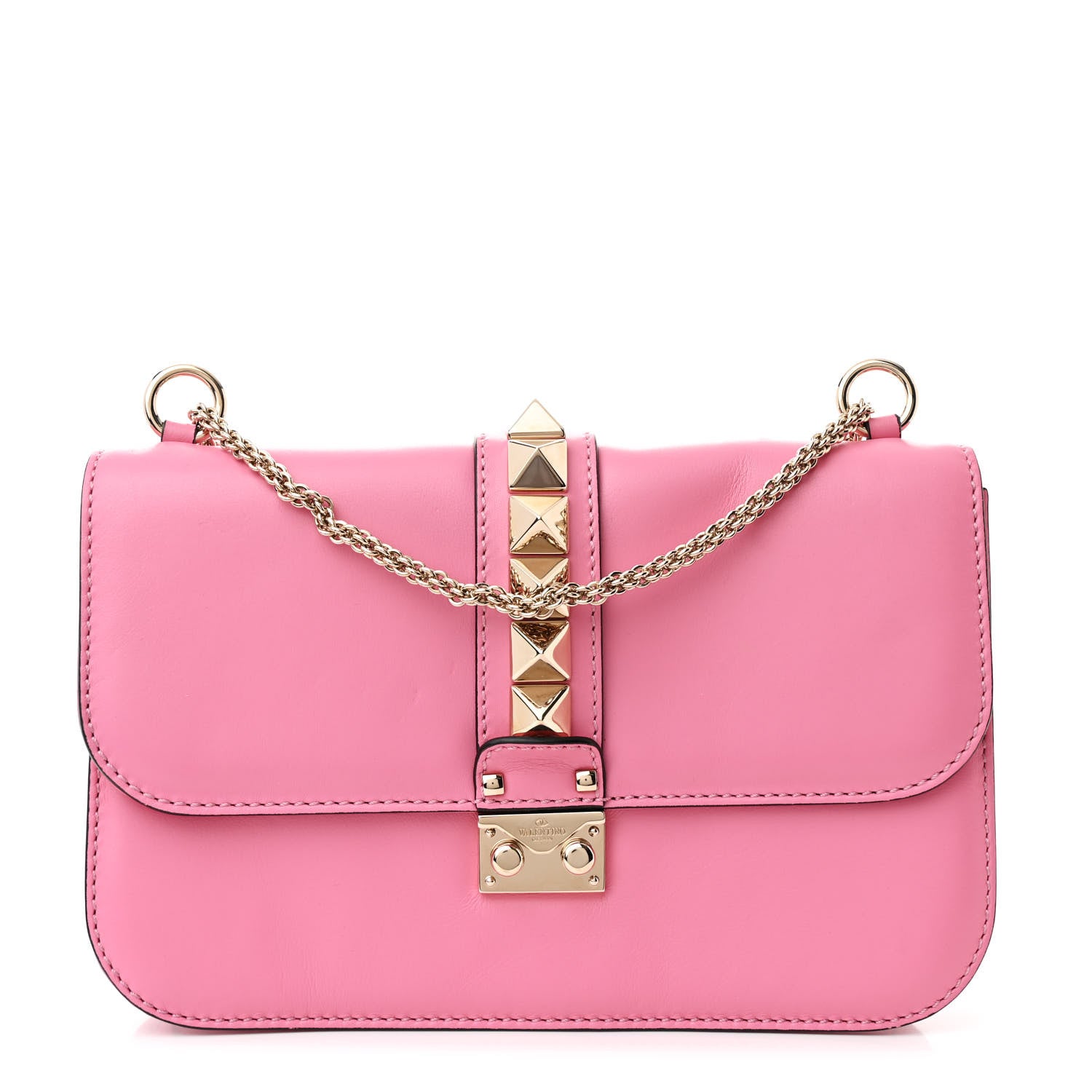Valentino Garavani Vitello Medium Glam Lock Rockstud Flap Ninphea 1 of 9
