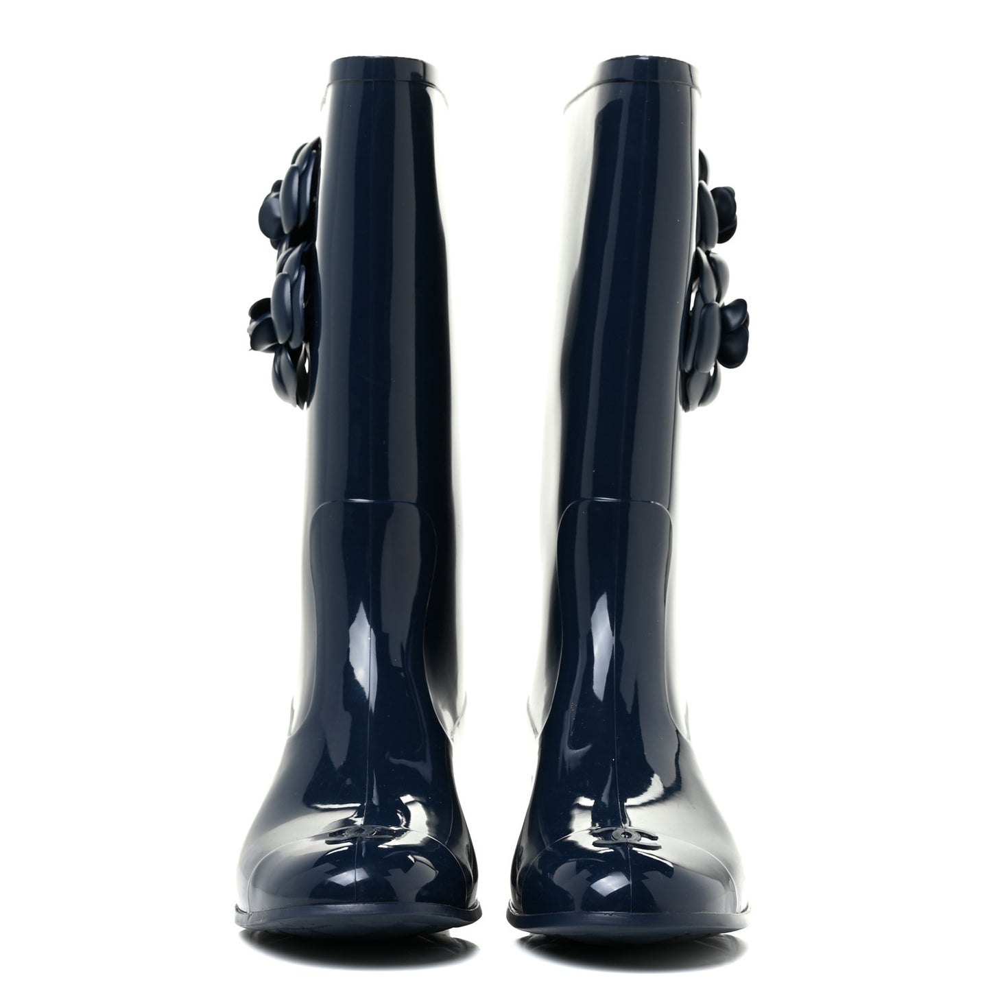 Rubber Camellia Rain Boots 39 Dark Blue