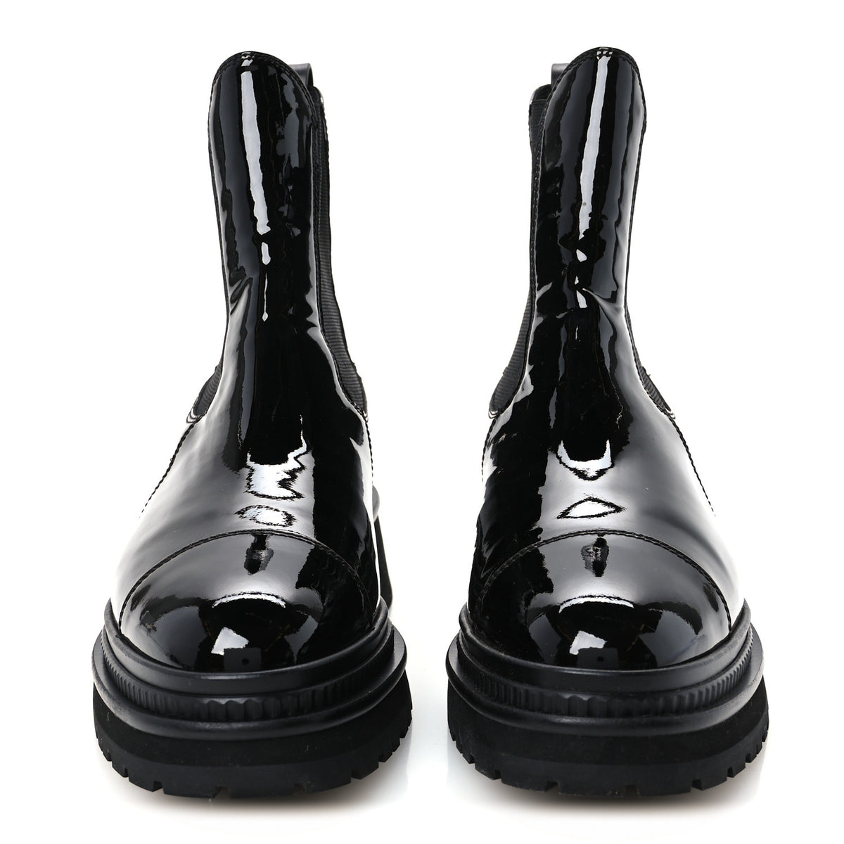 Chanel Patent Calfskin Ankle Boots 38 Black 3 of 10