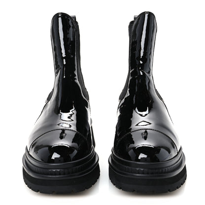 Chanel Patent Calfskin Ankle Boots 38 Black 3 of 10