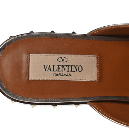 Valentino Garavani Metallic Lambskin Soul Rockstud Flat Mules 36.5 Silver 7 of 8