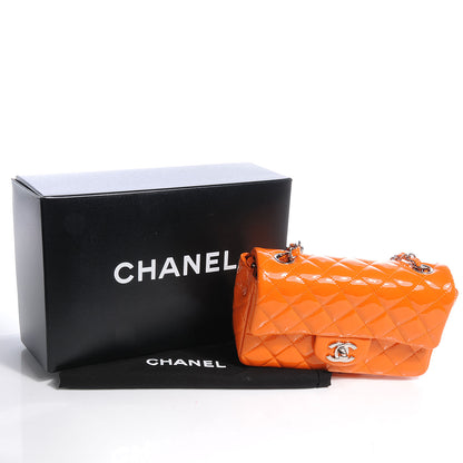 Chanel Patent Quilted Mini Flap Orange 5 of 9