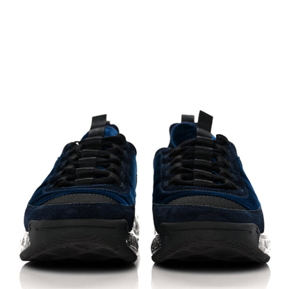 Chanel Suede Calfskin Velvet Grosgrain CC Sneakers 39.5 Navy Blue Black 2 of 10