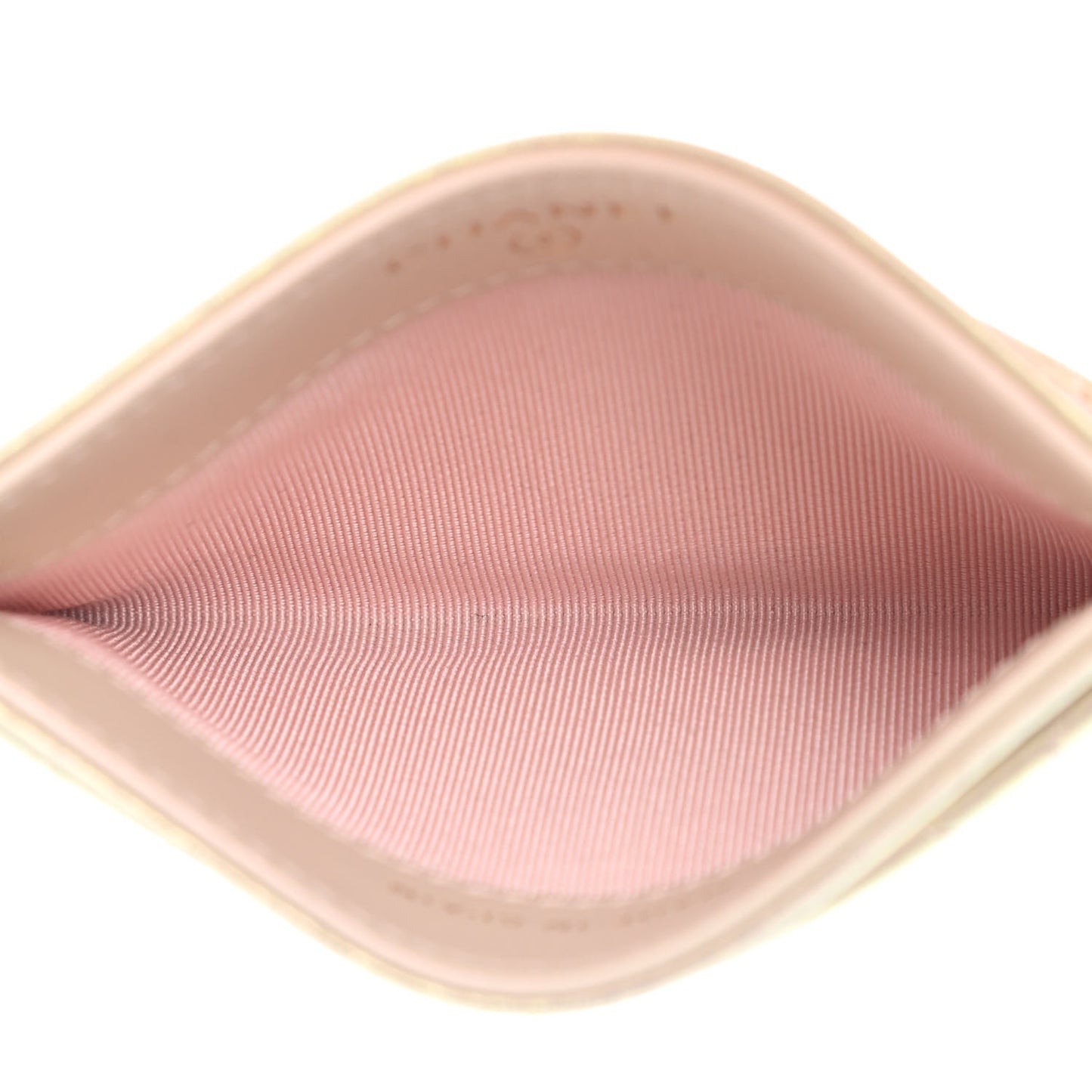 Iridescent Lambskin Quilted Card Holder Ivory