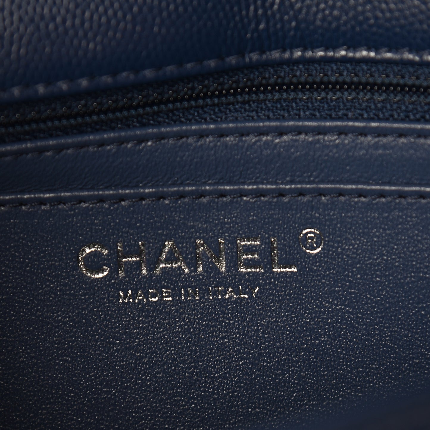 Caviar Quilted Mini Rectangular Flap Dark Blue