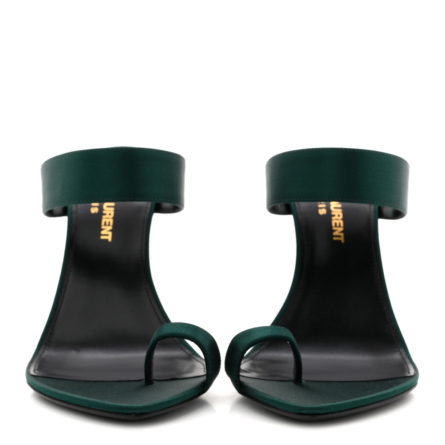 Saint Laurent Crepe Satin Martha Mule 110 Sandals 35.5 Dorian Green 3 of 10