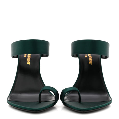 Saint Laurent Crepe Satin Martha Mule 110 Sandals 35.5 Dorian Green 3 of 10