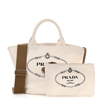 Prada Canapa Logo Bucket Tote White 1 of 11